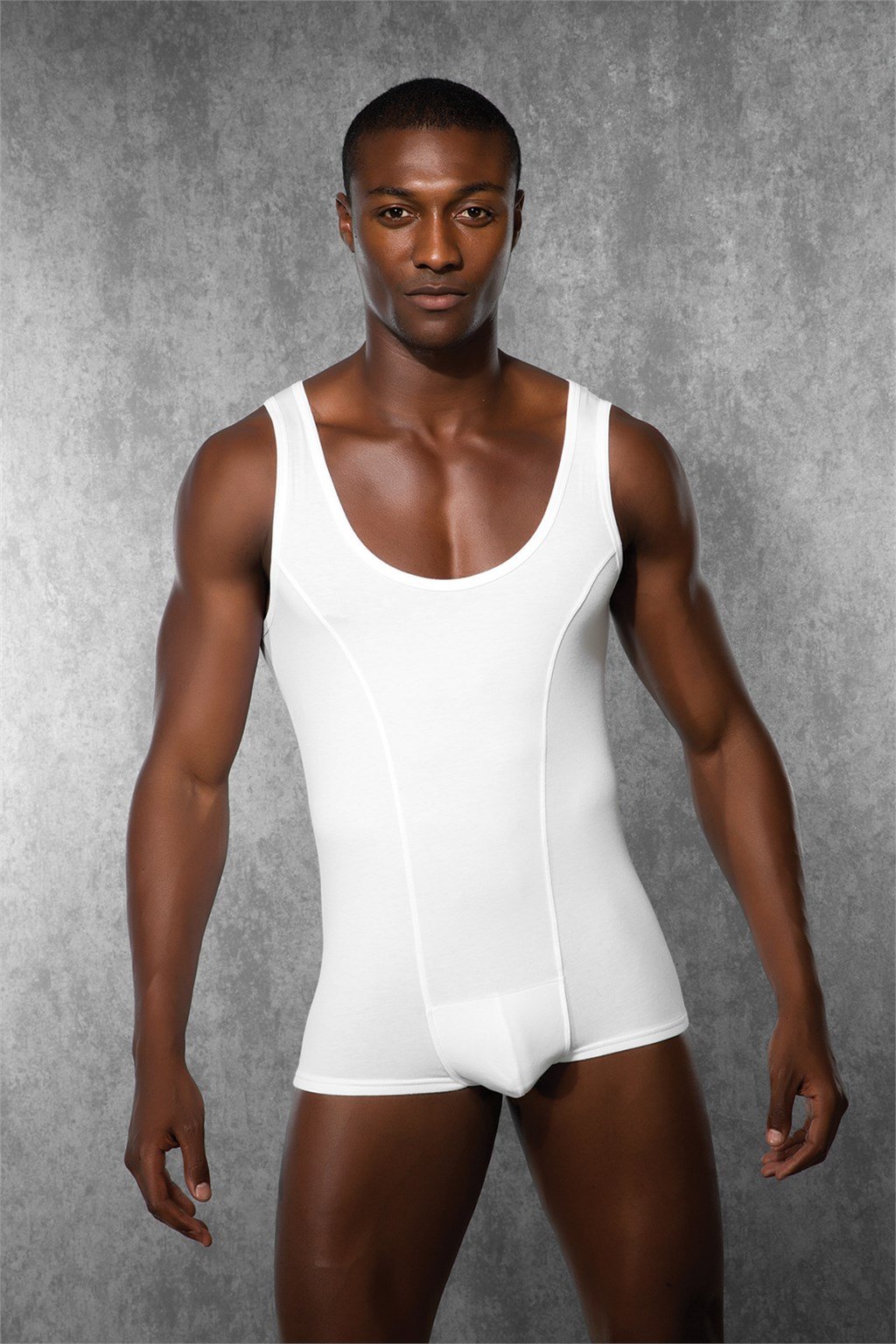 Doreanse 3010 Bulge Body Suit in White- Front View | Buy Online at Cheeky Craic