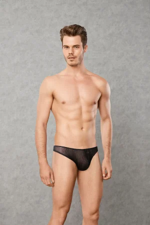 Doreanse 1302 Shiny Thong in Black - Front View | Buy Online at Cheeky Craic