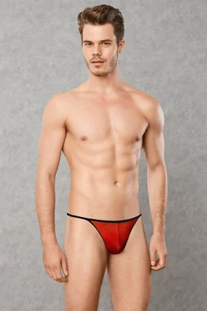 Doreanse 1306 Mesh G-String Thong in Red - Front View | Buy Online at Cheeky Craic