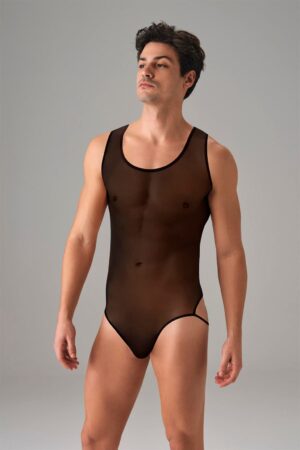 Doreanse 3013 men's sheer thong bodysuit — front view | Buy at Cheeky Craic