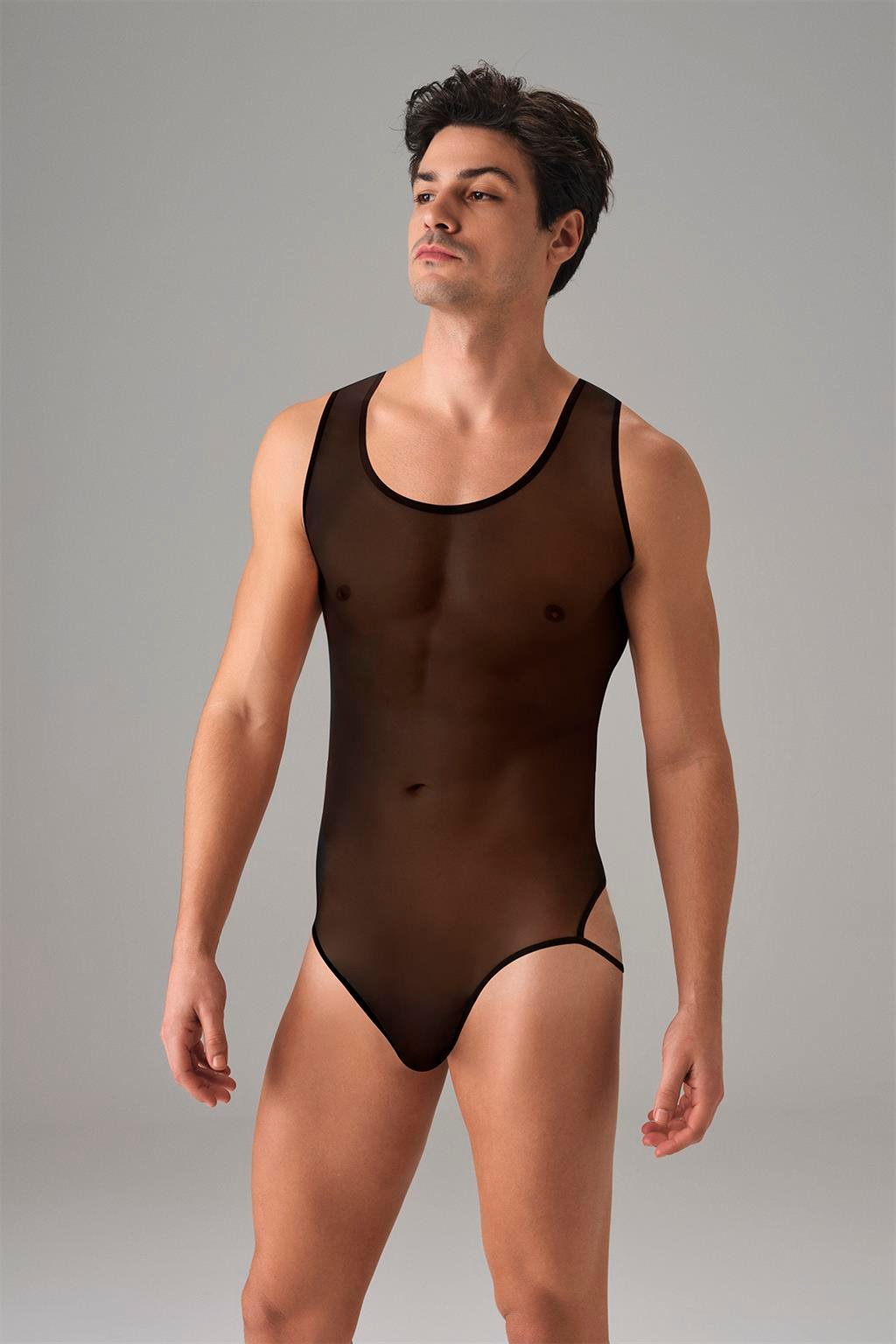 Doreanse 3013 men's sheer thong bodysuit — front view | Buy at Cheeky Craic